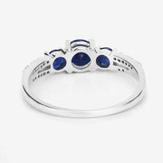 Bids.com 1.08 Carat Genuine Blue Sapphire and White Diamond 14K White Gold Ring Rings White Smoke size 7.00,size 5.00,size 6.00,size 8.00,size 9.00