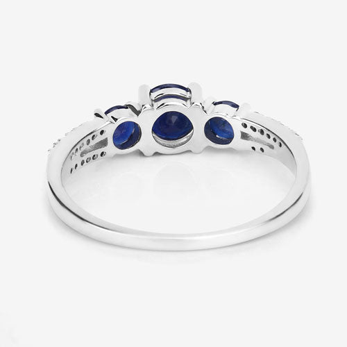 Bids.com 1.08 Carat Genuine Blue Sapphire and White Diamond 14K White Gold Ring Rings White Smoke size 7.00,size 5.00,size 6.00,size 8.00,size 9.00