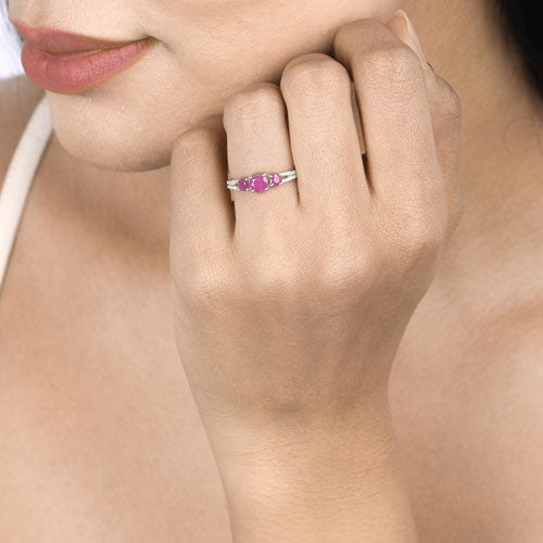 Bids.com 1.02 Carat Genuine Ruby and White Diamond 14K White Gold Ring Rings Tan size 6.00,size 7.00,size 8.00