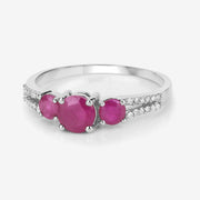 Bids.com 1.02 Carat Genuine Ruby and White Diamond 14K White Gold Ring Rings Lavender size 6.00,size 7.00,size 8.00