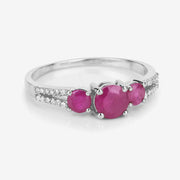 Bids.com 1.02 Carat Genuine Ruby and White Diamond 14K White Gold Ring Rings Lavender size 6.00,size 7.00,size 8.00