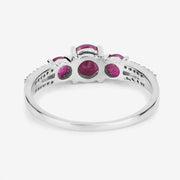Bids.com 1.02 Carat Genuine Ruby and White Diamond 14K White Gold Ring Rings White Smoke size 6.00,size 7.00,size 8.00