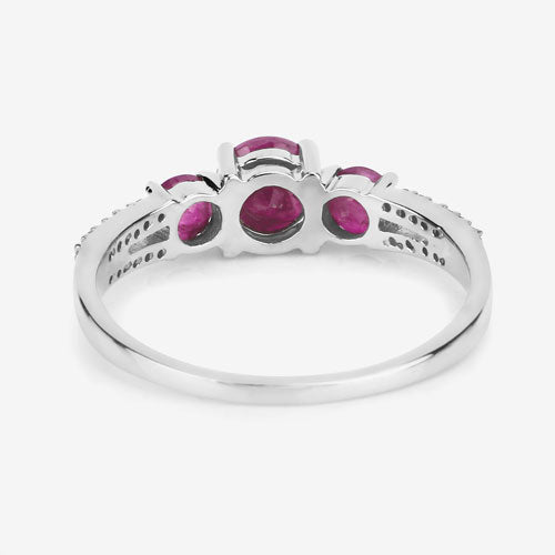 Bids.com 1.02 Carat Genuine Ruby and White Diamond 14K White Gold Ring Rings White Smoke size 6.00,size 7.00,size 8.00