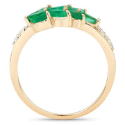 Bids.com 0.68 Carat Genuine Zambian Emerald and White Diamond 14K Yellow Gold Ring Rings White Smoke size 7.00,size 6.00,size 8.00,size 5.00,size 9.00