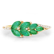 Bids.com 0.68 Carat Genuine Zambian Emerald and White Diamond 14K Yellow Gold Ring Rings White Smoke size 7.00,size 6.00,size 8.00,size 5.00,size 9.00