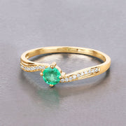 Bids.com 0.33 Carat Genuine Zambian Emerald and White Diamond 14K Yellow Gold Ring Rings Dark Gray size 7.00,size 6.00,size 8.00,size 5.00,size 9.00