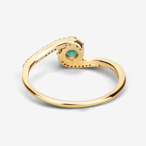 Bids.com 0.33 Carat Genuine Zambian Emerald and White Diamond 14K Yellow Gold Ring Rings White Smoke size 7.00,size 6.00,size 8.00,size 5.00,size 9.00