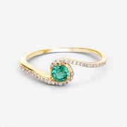 Bids.com 0.33 Carat Genuine Zambian Emerald and White Diamond 14K Yellow Gold Ring Rings White Smoke size 7.00,size 6.00,size 8.00,size 5.00,size 9.00