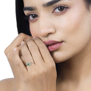 Bids.com 0.51 Carat Genuine Zambian Emerald and White Diamond 14K Yellow Gold Ring Rings White Smoke size 6.00,size 7.00,size 8.00,size 5.00,size 9.00
