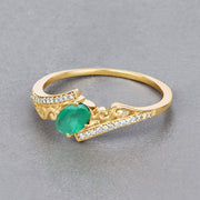 Bids.com 0.51 Carat Genuine Zambian Emerald and White Diamond 14K Yellow Gold Ring Rings Dark Gray size 6.00,size 7.00,size 8.00,size 5.00,size 9.00