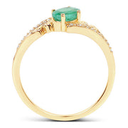 Bids.com 0.51 Carat Genuine Zambian Emerald and White Diamond 14K Yellow Gold Ring Rings White Smoke size 6.00,size 7.00,size 8.00,size 5.00,size 9.00