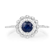 Bids.com 0.72 Carat Genuine Blue Sapphire and White Diamond 14K White Gold Ring Rings White Smoke size 5.00,size 6.00,size 7.00,size 8.00,size 9.00