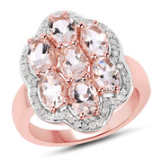 Bids.com 3.06 Carat Genuine Morganite and White Diamond .925 Sterling Silver Ring Rings White Smoke size 7.50,size 5.00,size 6.00,size 7.00,size 8.00,size 9.00