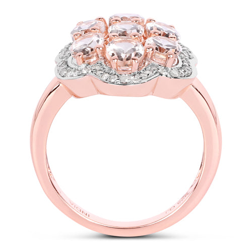 Bids.com 3.06 Carat Genuine Morganite and White Diamond .925 Sterling Silver Ring Rings White Smoke size 7.50,size 5.00,size 6.00,size 7.00,size 8.00,size 9.00