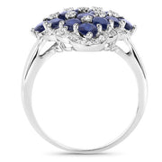 Bids.com 3.48 Carat Genuine Blue Sapphire and White Zircon .925 Sterling Silver Ring Rings White Smoke size 7.00,size 5.00,size 6.00,size 8.00,size 9.00,size 5.50,size 9.25