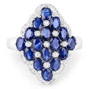 Bids.com 3.48 Carat Genuine Blue Sapphire and White Zircon .925 Sterling Silver Ring Rings White Smoke size 7.00,size 5.00,size 6.00,size 8.00,size 9.00,size 5.50,size 9.25