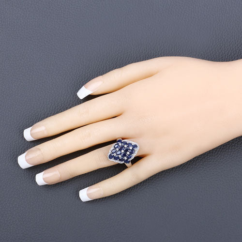 Bids.com 3.48 Carat Genuine Blue Sapphire and White Zircon .925 Sterling Silver Ring Rings Dim Gray size 7.00,size 5.00,size 6.00,size 8.00,size 9.00,size 5.50,size 9.25