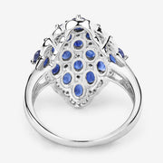 Bids.com 3.48 Carat Genuine Blue Sapphire and White Zircon .925 Sterling Silver Ring Rings White Smoke size 7.00,size 5.00,size 6.00,size 8.00,size 9.00,size 5.50,size 9.25