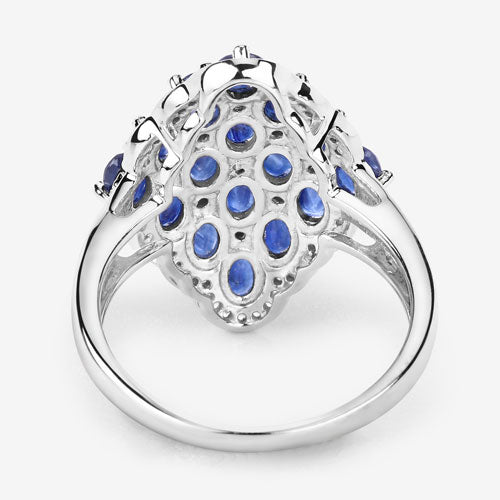 Bids.com 3.48 Carat Genuine Blue Sapphire and White Zircon .925 Sterling Silver Ring Rings White Smoke size 7.00,size 5.00,size 6.00,size 8.00,size 9.00,size 5.50,size 9.25
