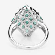 Bids.com 2.68 Carat Genuine Zambian Emerald and White Zircon .925 Sterling Silver Ring Rings White Smoke size 7.00,size 5.00,size 6.00,size 8.00,size 9.00