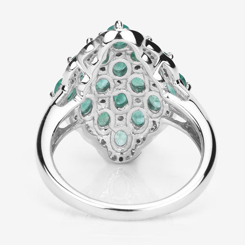Bids.com 2.68 Carat Genuine Zambian Emerald and White Zircon .925 Sterling Silver Ring Rings White Smoke size 7.00,size 5.00,size 6.00,size 8.00,size 9.00