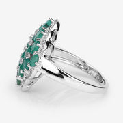 Bids.com 2.68 Carat Genuine Zambian Emerald and White Zircon .925 Sterling Silver Ring Rings White Smoke size 7.00,size 5.00,size 6.00,size 8.00,size 9.00