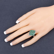 Bids.com 2.68 Carat Genuine Zambian Emerald and White Zircon .925 Sterling Silver Ring Rings Dark Slate Gray size 7.00,size 5.00,size 6.00,size 8.00,size 9.00