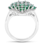 Bids.com 2.68 Carat Genuine Zambian Emerald and White Zircon .925 Sterling Silver Ring Rings White Smoke size 7.00,size 5.00,size 6.00,size 8.00,size 9.00