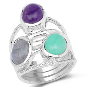 Bids.com 4.00 Carat Genuine Multi Stone .925 Sterling Silver Ring Rings White Smoke size 6.00,size 8.00,size 7.00,size 9.00