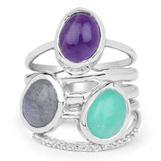 Bids.com 4.00 Carat Genuine Multi Stone .925 Sterling Silver Ring Rings White Smoke size 6.00,size 8.00,size 7.00,size 9.00