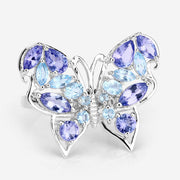 Bids.com 3.60 Carat Genuine Tanzanite and Swiss Blue Topaz .925 Sterling Silver Ring Rings Lavender size 6.00,size 7.00,size 8.00,size 9.00,size 5.00