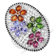 Bids.com 5.01 Carat Genuine Multi Stones .925 Sterling Silver Ring Rings White Smoke size 5.00,size 6.00,size 7.00,size 8.00,size 9.00
