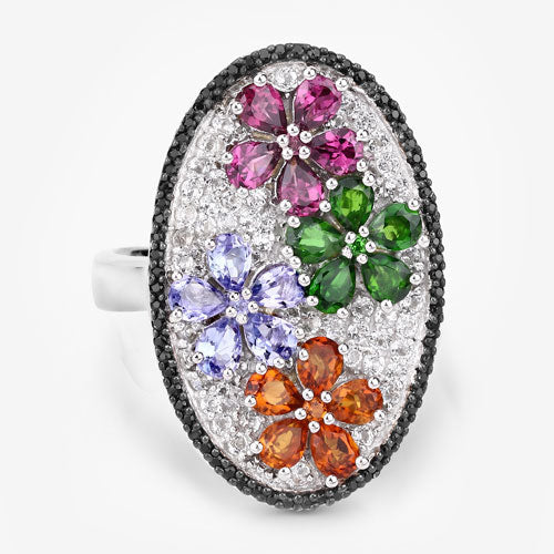 Bids.com 5.01 Carat Genuine Multi Stones .925 Sterling Silver Ring Rings White Smoke size 5.00,size 6.00,size 7.00,size 8.00,size 9.00