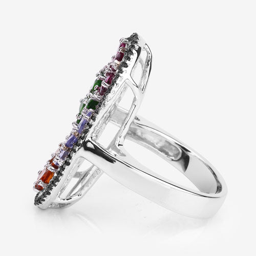 Bids.com 5.01 Carat Genuine Multi Stones .925 Sterling Silver Ring Rings White Smoke size 5.00,size 6.00,size 7.00,size 8.00,size 9.00