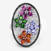 Bids.com 5.01 Carat Genuine Multi Stones .925 Sterling Silver Ring Rings White Smoke size 5.00,size 6.00,size 7.00,size 8.00,size 9.00