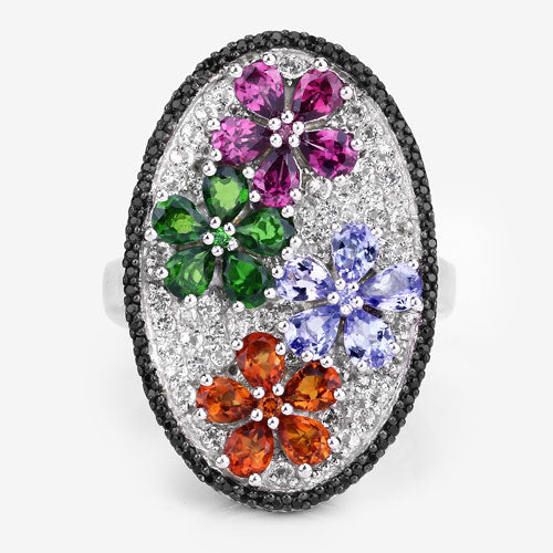 Bids.com 5.01 Carat Genuine Multi Stones .925 Sterling Silver Ring Rings White Smoke size 5.00,size 6.00,size 7.00,size 8.00,size 9.00
