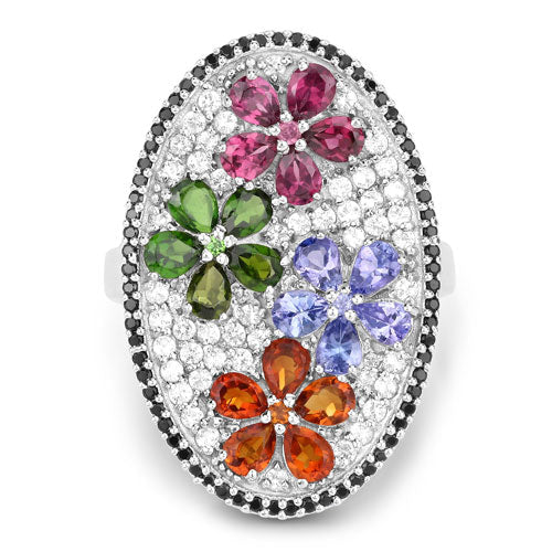 Bids.com 5.01 Carat Genuine Multi Stones .925 Sterling Silver Ring Rings White Smoke size 5.00,size 6.00,size 7.00,size 8.00,size 9.00