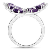 Bids.com 4.32 Carat Genuine Amethyst .925 Sterling Silver Ring Rings White Smoke size 6.00,size 7.00,size 8.00