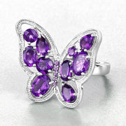 Bids.com 4.32 Carat Genuine Amethyst .925 Sterling Silver Ring Rings White Smoke size 6.00,size 7.00,size 8.00