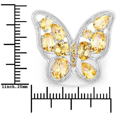 Bids.com 4.43 Carat Genuine Citrine .925 Sterling Silver Ring Rings White Smoke size 6.00,size 7.00,size 8.00