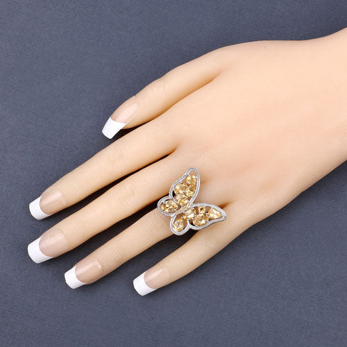 Bids.com 4.43 Carat Genuine Citrine .925 Sterling Silver Ring Rings Dim Gray size 6.00,size 7.00,size 8.00