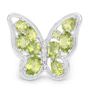 Bids.com 4.61 Carat Genuine Peridot and White Topaz .925 Sterling Silver Ring Rings White Smoke size 5.00,size 6.00,size 7.00,size 8.00,size 9.00