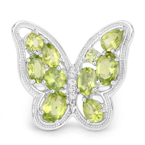 Bids.com 4.61 Carat Genuine Peridot and White Topaz .925 Sterling Silver Ring Rings White Smoke size 5.00,size 6.00,size 7.00,size 8.00,size 9.00