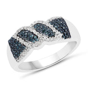 Bids.com 0.67 Carat Genuine Blue Diamond and White Diamond .925 Sterling Silver Ring Rings White Smoke size 7.00,size 5.00,size 6.00,size 8.00,size 9.00