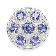 Bids.com 2.00 Carat Genuine Tanzanite and White Zircon .925 Sterling Silver Ring Rings White Smoke size 7.00,size 5.00,size 6.00,size 8.00,size 9.00