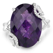Bids.com 10.44 Carat Genuine Amethyst and White Topaz .925 Sterling Silver Ring Rings White Smoke size 5.00,size 6.00,size 8.00,size 9.00,size 10.00,size 7.00,size 11.00