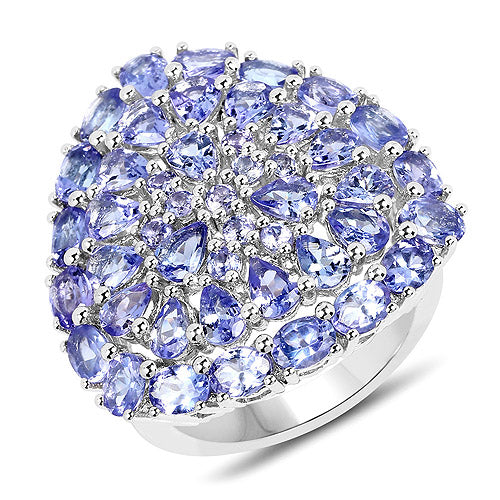 Bids.com 5.93 Carat Genuine Tanzanite .925 Sterling Silver Ring Rings White Smoke size 7.00,size 6.00,size 8.00