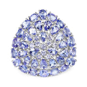 Bids.com 5.93 Carat Genuine Tanzanite .925 Sterling Silver Ring Rings White Smoke size 7.00,size 6.00,size 8.00