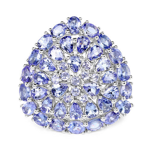 Bids.com 5.93 Carat Genuine Tanzanite .925 Sterling Silver Ring Rings White Smoke size 7.00,size 6.00,size 8.00