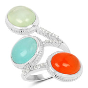 Bids.com 9.50 Carat Genuine Multi Stone .925 Sterling Silver Ring Rings White Smoke size 6.00,size 7.00,size 8.00,size 9.00